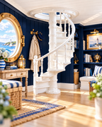Lighthouse Spiral Staircase | 1:12 Scale Dollhouse Stairs | Nautical Coastal Miniature Furniture