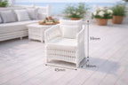 Dollhouse Hamptons Wicker Armchair | 1:12 Coastal Miniature Furniture | White Rattan Lounge Chair with Cushions