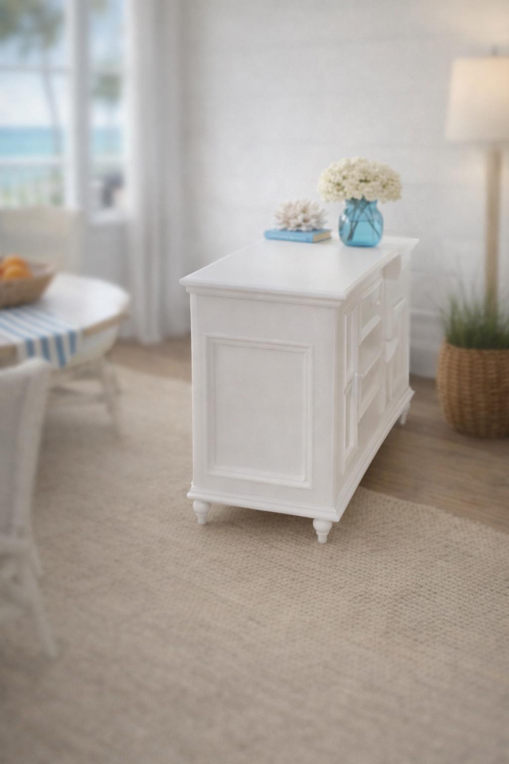 Dollhouse Hamptons Buffet Sideboard | 1:12 Coastal Miniature Furniture | White Display Cabinet & Console