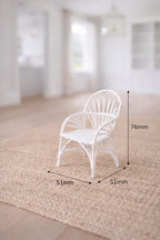 Dollhouse Accent Chair | 1:12 Hamptons Coastal Miniature Furniture | White Wicker Chair