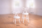 Dollhouse Bow Stool Set | 1:12 Hamptons Coastal Miniature Furniture | White Bow Back Counter & Vanity Stools