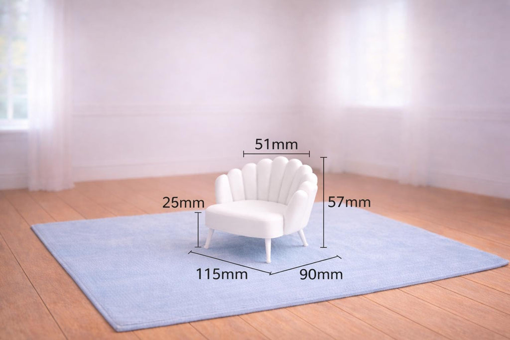 Dollhouse Fan Chair | 1:12 Coastal Luxe Miniature Furniture Single Dollhouse Chair