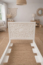 Hamptons Ornate Bed | 1:12 Dollhouse Miniature Bedroom Furniture | Coastal Bed Frame