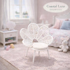 Dollhouse Flower Chair | 1:12 Hamptons Coastal Miniature Furniture | White Petal Rattan Accent Chair