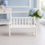 Hamptons Outdoor Garden Bench | 1:12 Dollhouse Miniature Furniture | Coastal Verandah Seat
