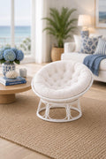 Dollhouse Papasan Chair Rare | 1:12 Hamptons Coastal Miniature Furniture | White Rattan Lounge Chair