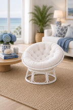 Dollhouse Papasan Chair Rare | 1:12 Hamptons Coastal Miniature Furniture | White Rattan Lounge Chair