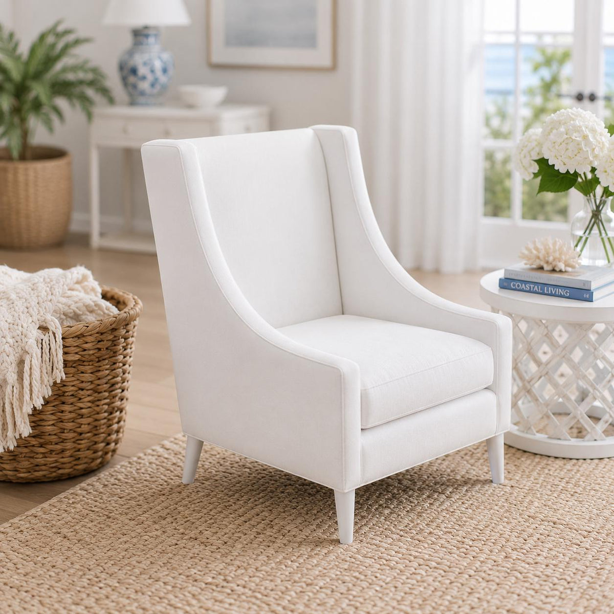 Dollhouse Feature Chair | 1:12 Hamptons Coastal Miniature Furniture | White Accent Chair