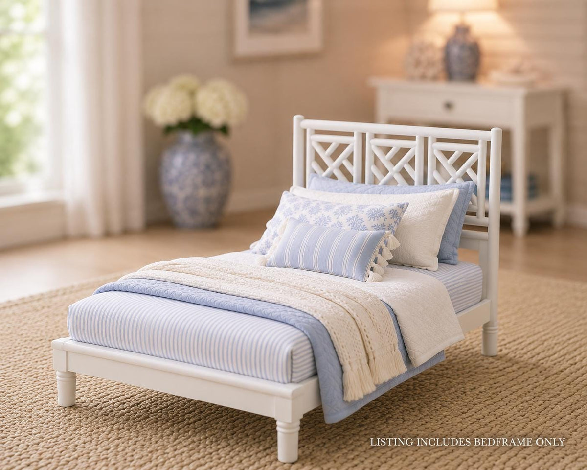 Dollhouse Chippendale-Inspired Bed | 1:12 Hamptons Coastal Miniature Furniture | White Cottage Bed Frame