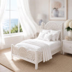 Dollhouse Fancy Bed and Bedding | 1:12 Hamptons Coastal Miniature Furniture | White Bedroom