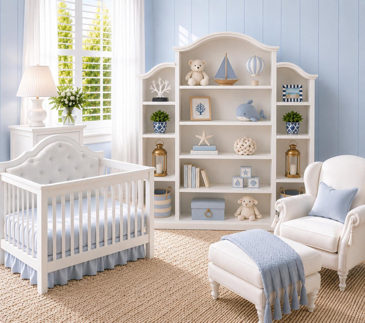 Dollhouse Nursery Chesterfield Set | 1:12 Hamptons Coastal Miniature Furniture | Nursery Room Decor