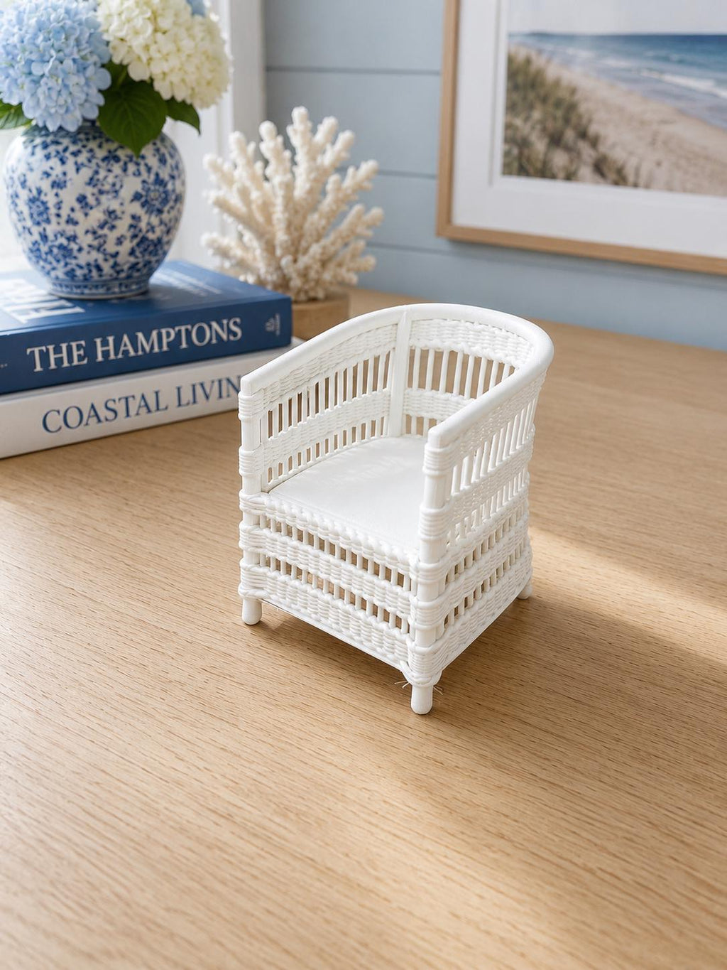 Dollhouse Beach  House Chair without Cushions | 1:12 Hamptons Coastal Miniature Furniture