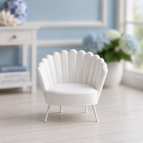 Dollhouse Fan Chair | 1:12 Coastal Luxe Miniature Furniture Single Dollhouse Chair