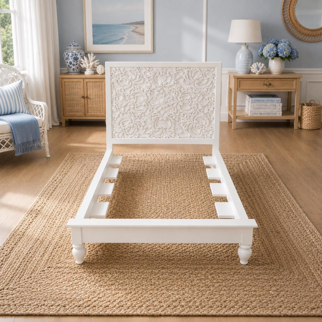 Hamptons Ornate Bed | 1:12 Dollhouse Miniature Bedroom Furniture | Coastal Bed Frame