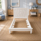 Hamptons Ornate Bed | 1:12 Dollhouse Miniature Bedroom Furniture | Coastal Bed Frame