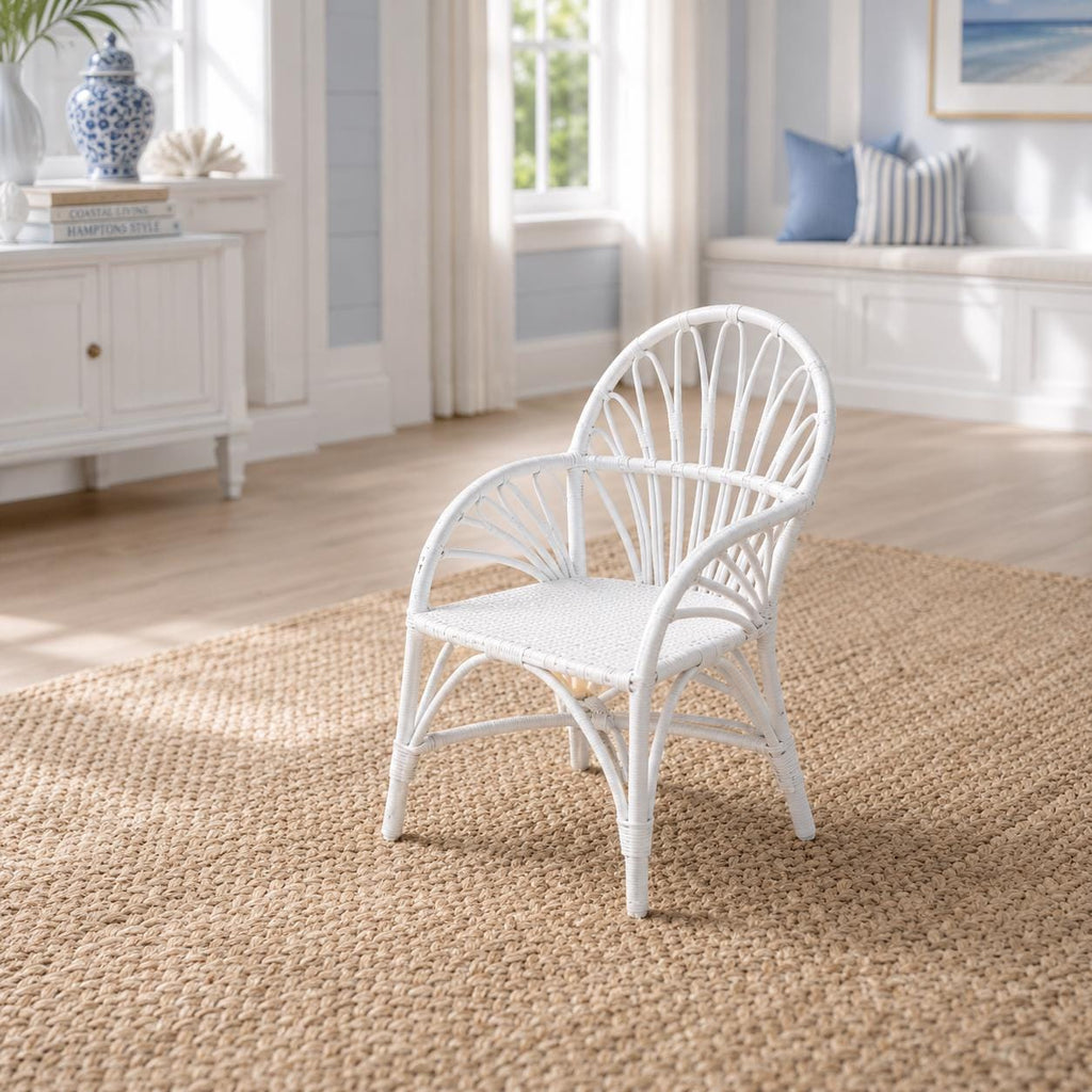 Dollhouse Accent Chair | 1:12 Hamptons Coastal Miniature Furniture | White Wicker Chair