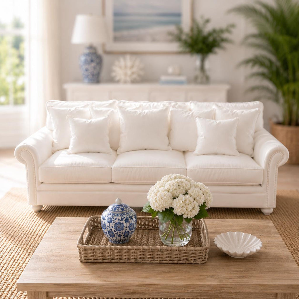 Hamptons Three Seater Sofa | 1:12 Dollhouse Miniature Furniture | Coastal White Lounge