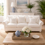 Hamptons Three Seater Sofa | 1:12 Dollhouse Miniature Furniture | Coastal White Lounge