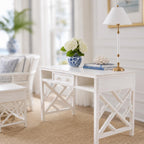 Dollhouse Desk Vanity Console | 1:12 Hamptons Coastal Miniature Office Furniture | White Desk