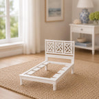 Dollhouse Hamptons Bed | 1:12 Coastal Miniature Bedroom Furniture | White Lattice Bed FrameDollhouse Hamptons Bed | 1:12 Coastal Miniature Bedroom Furniture | White Lattice Bed Frame