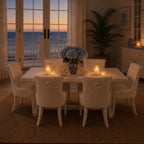 Hamptons Dining Table & Tufted Chair Set | 1:12 Dollhouse Miniature Dining Furniture