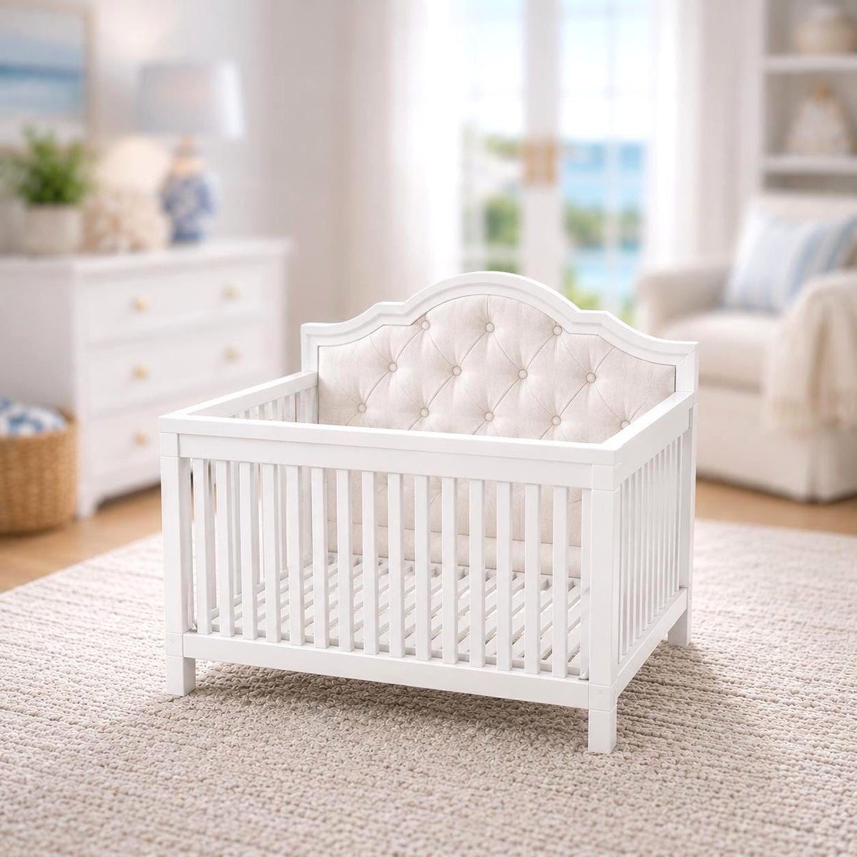 Dollhouse Chesterfield Crib/Cot | 1:12 Hamptons Coastal Miniature Furniture | White Nursery Cot