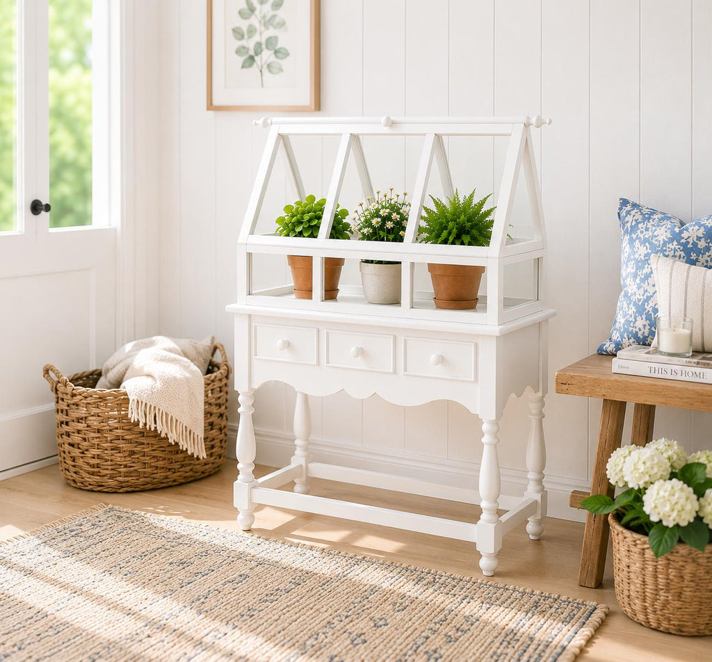 Hamptons Plant Stand | 1:12 Dollhouse Miniature Furniture | Coastal Garden Display Stand