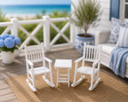 Dollhouse Outdoor Rocker and Table Set | 1:12 Hamptons Coastal Miniature Furniture | White Patio Table & Chairs
