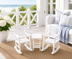 Dollhouse Outdoor Rocker and Table Set | 1:12 Hamptons Coastal Miniature Furniture | White Patio Table & Chairs