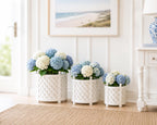 Hamptons Lattice Planter Pots | 1:12 Dollhouse Miniature Planters | Coastal Garden Décor