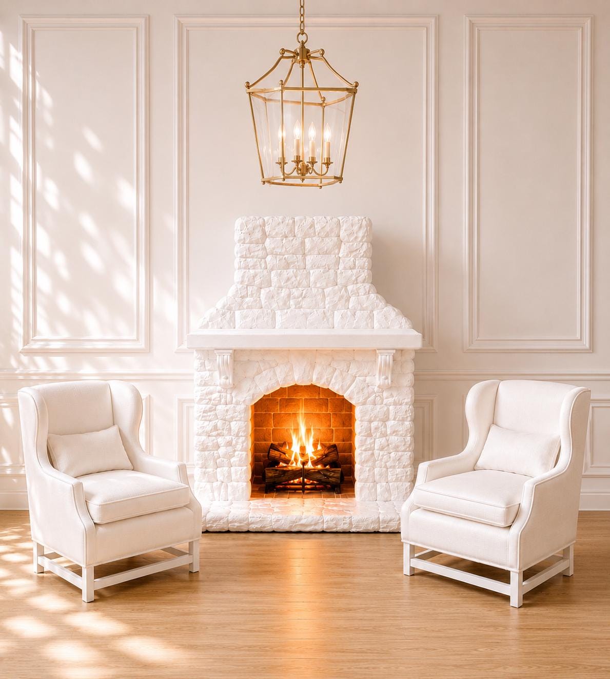 Fireplace & Armchair Set | 1:12 Dollhouse Furniture | Hamptons Coastal Miniature Living Room