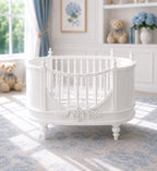 Hamptons Round Nursery Cot | 1:12 Dollhouse Miniature Furniture | Coastal Baby Crib
