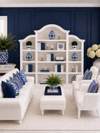 Dollhouse Hutch Cabinet Setting | 1:12 Hamptons Coastal Miniature Furniture | White Display Shelf
