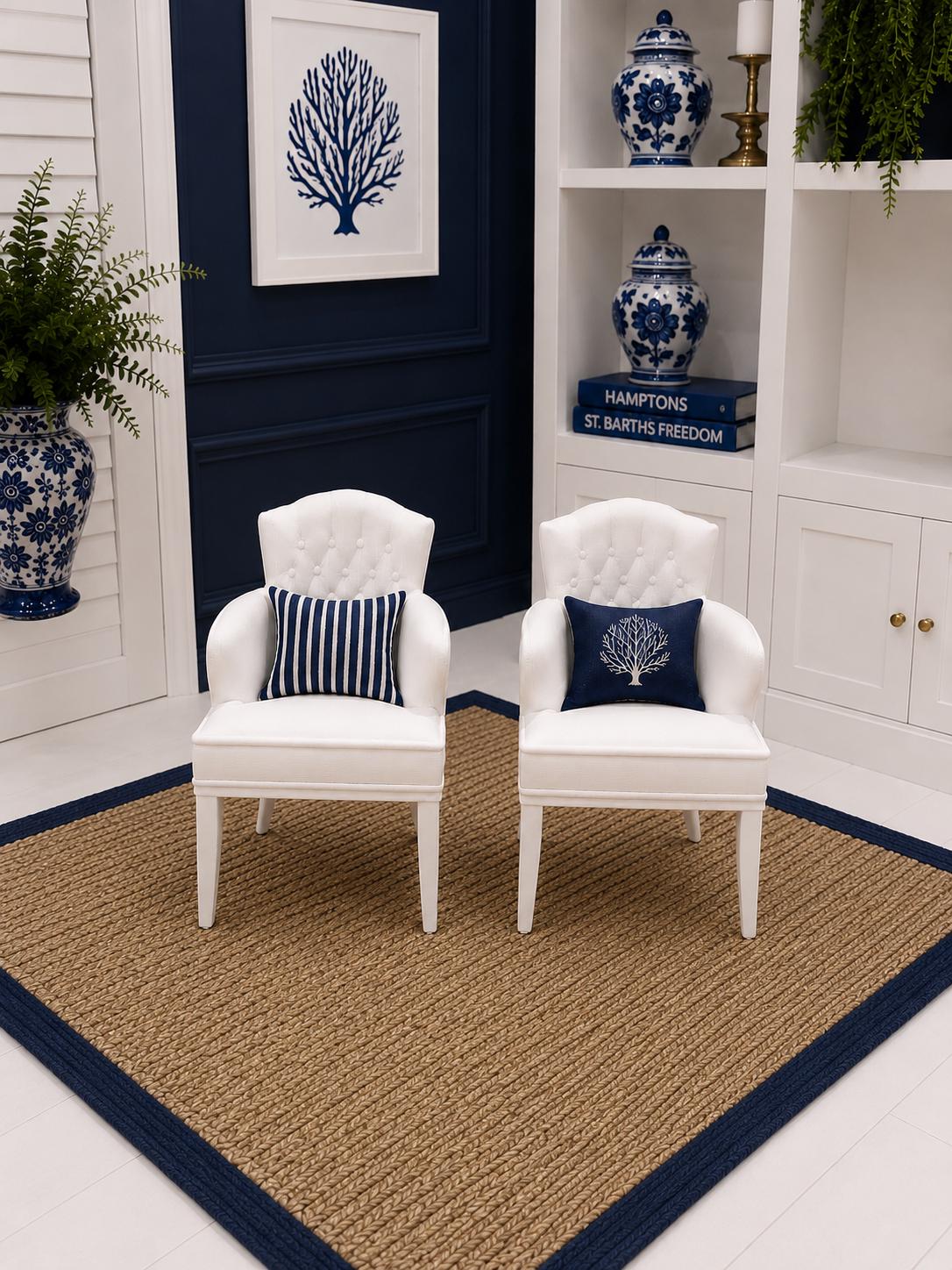 Hamptons Living Room Furniture Set | 1:12 Dollhouse Miniatures | Coastal Lounge Collection