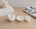 Dollhouse Decorative Basket Set | 1:12 Hamptons Coastal Miniature Decor | White Woven Style Baskets Set of 3