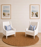 Dollhouse Stone Fireplace & Armchair Set | 1:12 Hamptons Coastal Miniature Furniture | White Fireplace & 2 Wingback Chairs