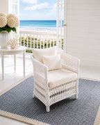 Dollhouse Armchair | 1:12 Wicker-look Hamptons Coastal Miniature Chair | Luxe White Outdoor Furniture
