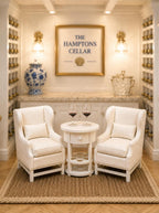 Dollhouse Hamptons Cocktail Set | 1:12 Coastal Miniature Furniture | 2 White Armchairs & Drinks Table