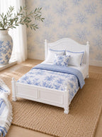 Dollhouse Double Bed Frame and Mattress Set| 1:12 Hamptons Coastal Miniature Furniture | Luxury Dollhouse Decor