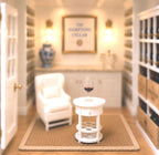 Dollhouse Hamptons Cocktail Set | 1:12 Coastal Miniature Furniture | 2 White Armchairs & Drinks Table