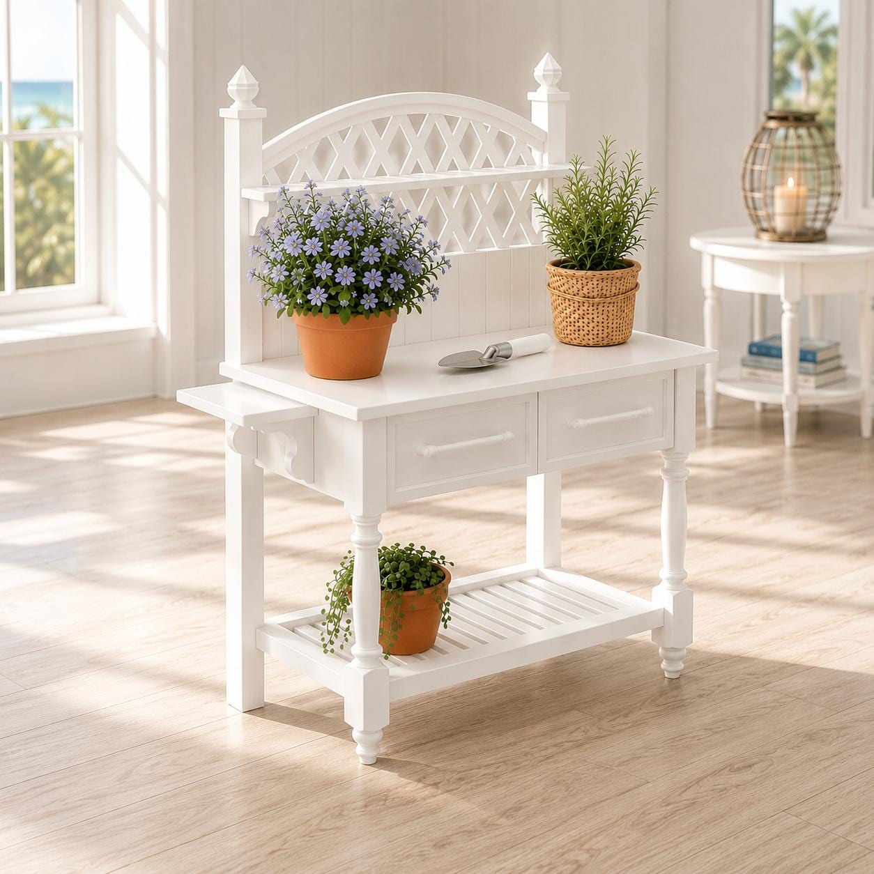 Dollhouse Miniature Outdoor Furniture 1:12 Hamptons Coastal Miniature Furniture Gardener's Table