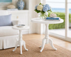 Dollhouse Pedestal Table Set | 1:12 Hamptons Coastal Miniature Furniture | White Round Side & Accent Tables