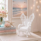 Dollhouse Butterfly Feature Chair | 1:12 Hamptons Coastal Miniature Furniture | White Butterfly/Fairy Chair