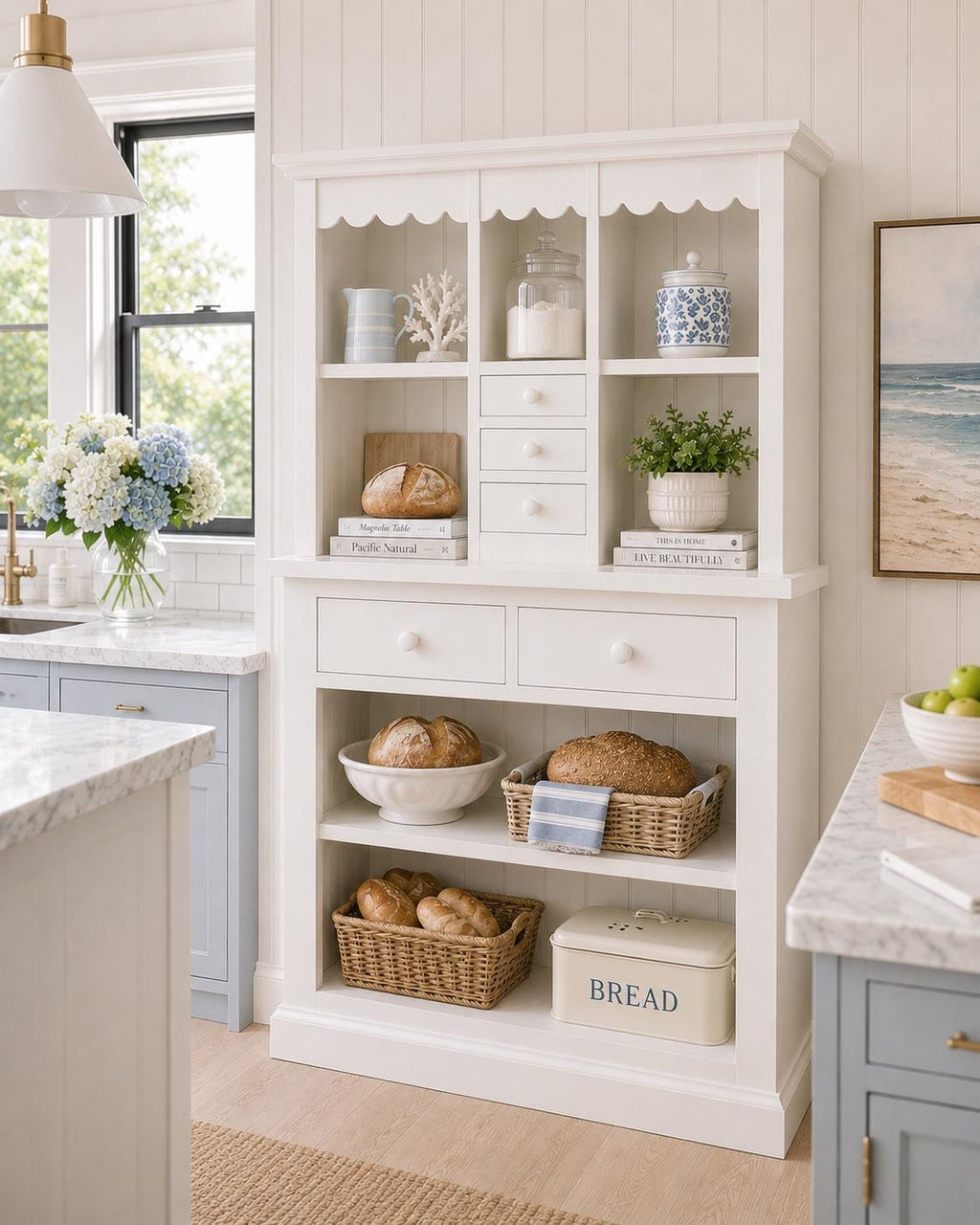 Hamptons Baking Shelf | 1:12 Dollhouse Kitchen Furniture | Miniature Coastal Kitchen Dresser
