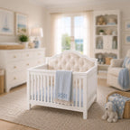 Hamptons Tufted Baby Cot | 1:12 Dollhouse Miniature Nursery Furniture | Coastal Crib