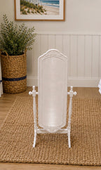 Dollhouse Hamptons Floor Mirror | 1:12 Coastal Miniature Furniture | White Freestanding Cheval Dressing Mirror