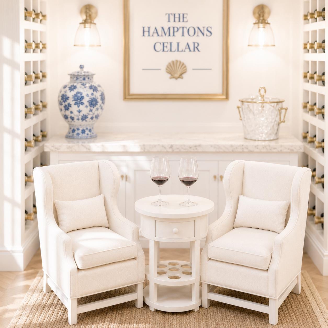 Wine Table Set | 1:12 Dollhouse Furniture | Hamptons Miniature Wine Cellar Bar Table