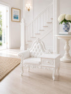 Ornate Telephone Chair & Side Table | 1:12 Dollhouse Miniature Furniture | Hamptons Tufted Hall Chair