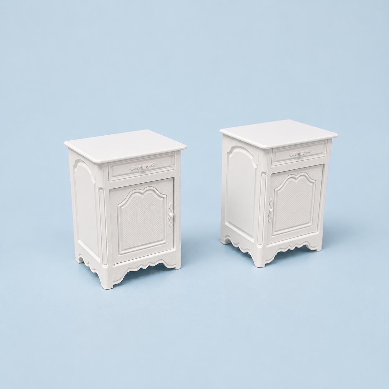 Hamptons Bedside Tables & Sideboard | 1:12 Dollhouse Miniature Furniture | French Coastal Cabinet Set
