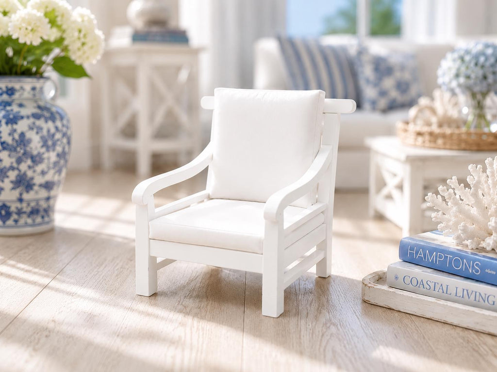 Hamptons Cross Back Armchair | 1:12 Dollhouse Miniature Chair | Coastal Accent Furniture